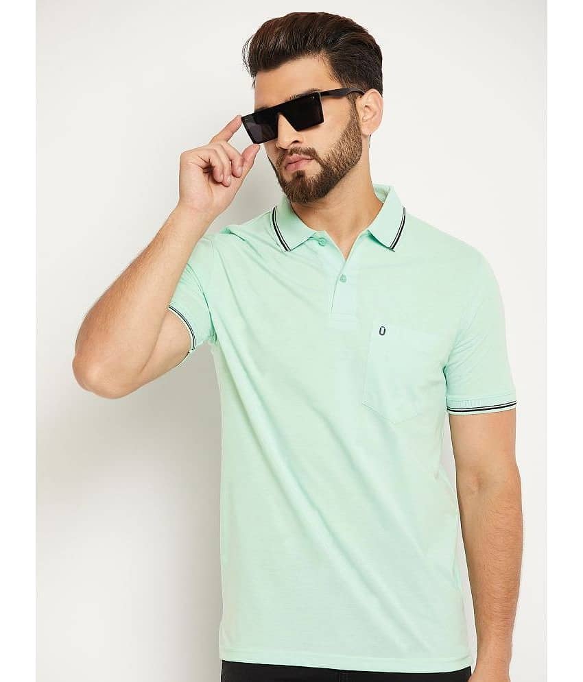 UNIBERRY Pack of 1 Cotton Blend Regular Fit Solid Half Sleeves Men's Polo T Shirt ( Mint Green )