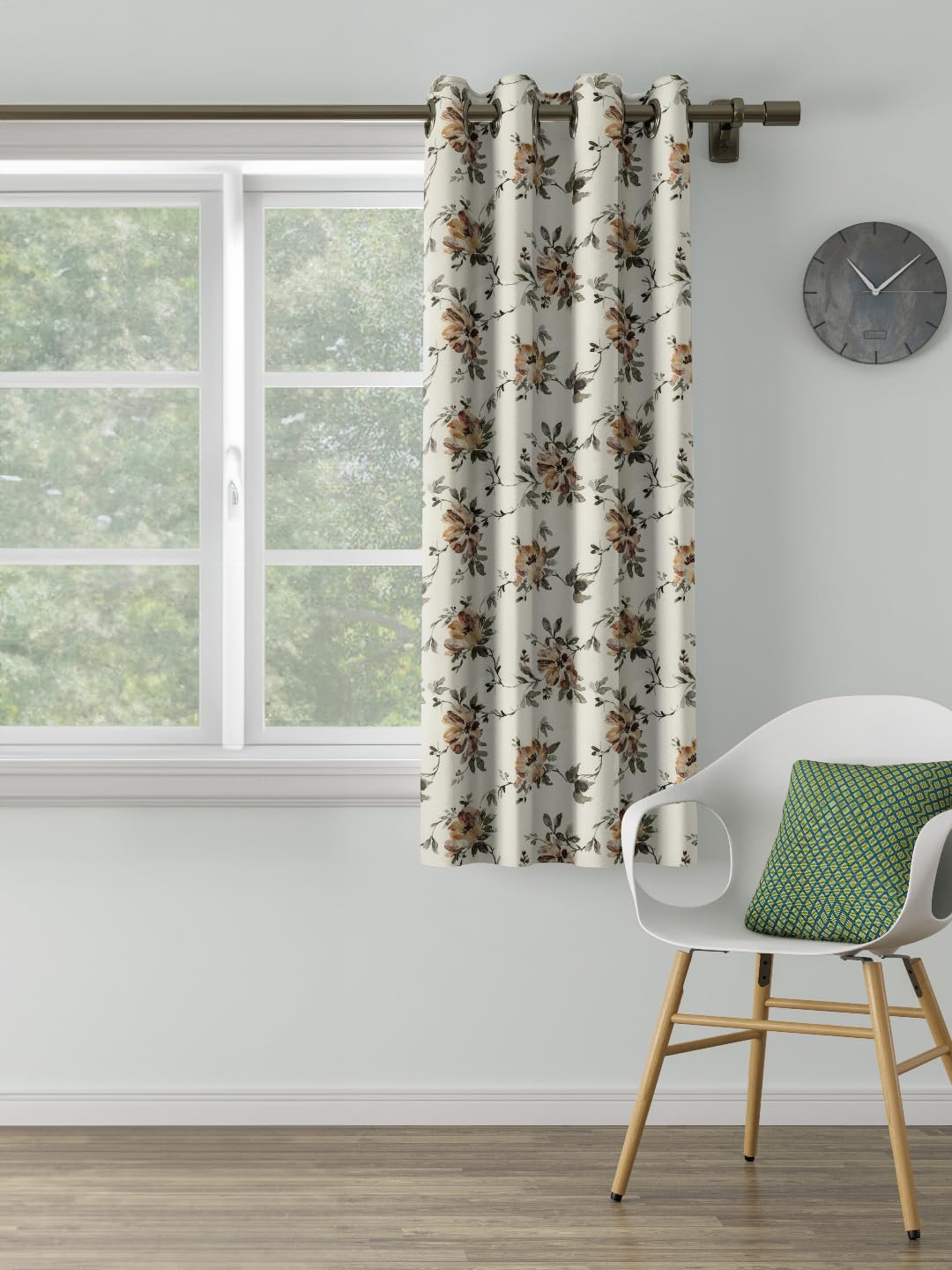 DDECOR - 100% PolyesterFloral PatternWindow 5 Ft|135 CM X 160 CM| - Brown