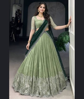 piludi Women's Silk Unstitched Flared Lehenga Choli