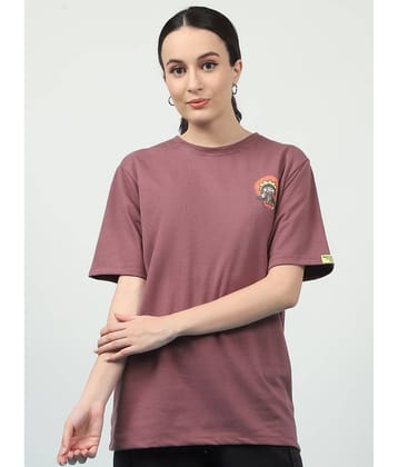 Rigo Women Cotton Blend Printed Oversized Fit Round Neck T-Shirt ( Navy )