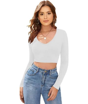 Dream Beauty Fashion Women's Cotton Blend Crop Top ( White )