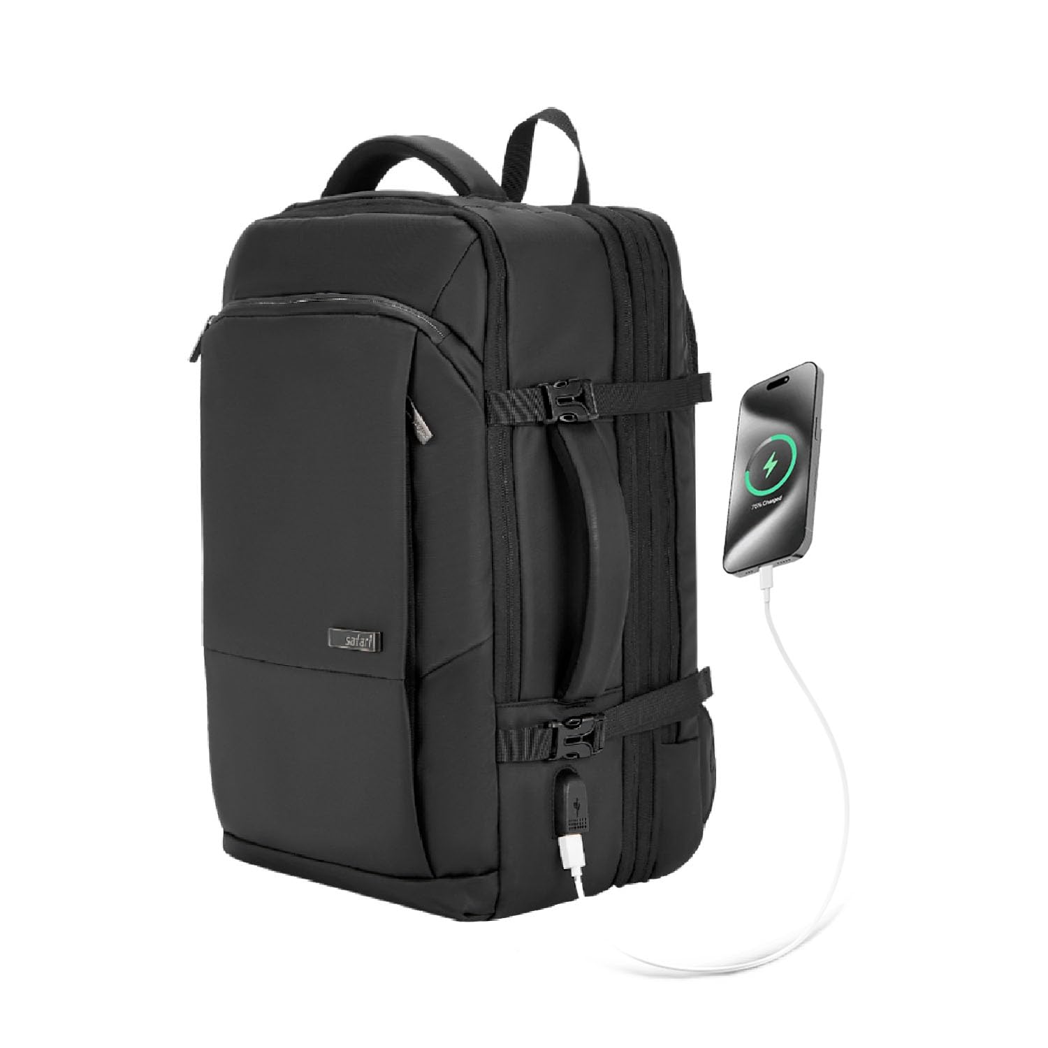 SELECT 42L ZEUS, 17" Laptop Backpack for Men & Women, Expandable, USB Charging Port, RFID Pocket & Organizer, Water Resistant, Spacious Overnighter Travel Bag with Luggage-Style Packing, Black