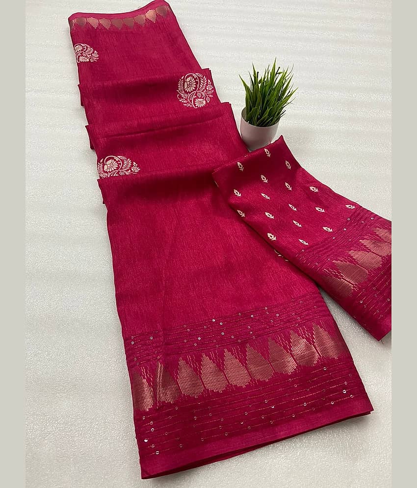 Bhuwal Fashion Art Silk Embellished Saree With Unstitched Blouse Piece ( Turquoise )