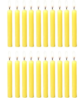 PROSPERRO LUMO - Yellow Unscented Pillar Candle 10 cm ( Pack of 20 )