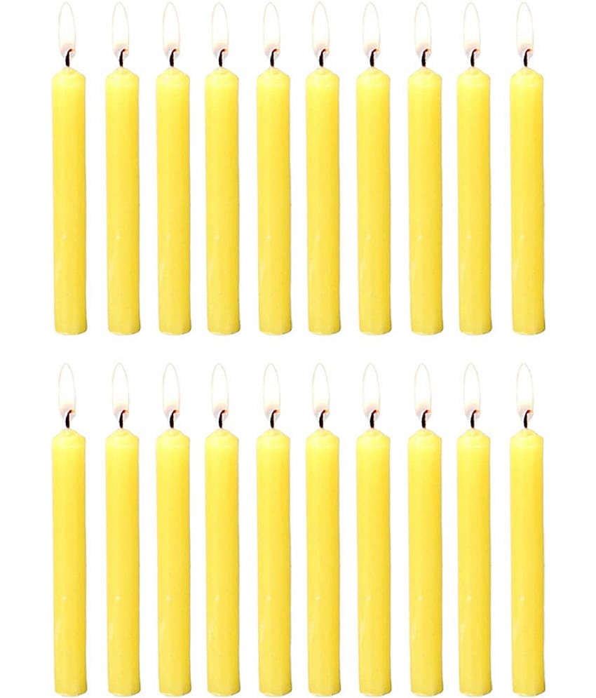 PROSPERRO LUMO - Yellow Unscented Pillar Candle 10 cm ( Pack of 20 )