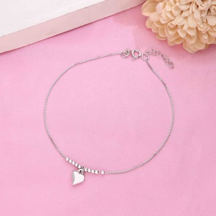 Minimalistic Heart Drop Anklet-None / Silver