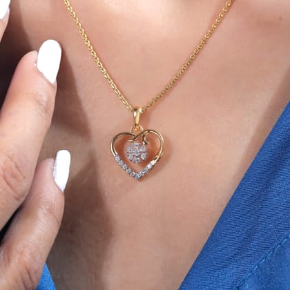 Marie Moissanite Silver Pendant with chain | 22KT Gold Vermeil-Yellow Gold / 16 inches