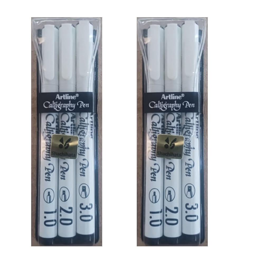 Artline Calligraphy Pen of Colours Black Pack of 3 X 2 Packs | For Cards, Sketching, Lettering & Music