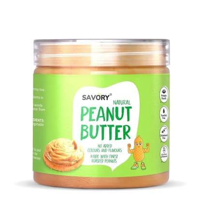 Savory Natural Peanut Butter (400g) | Made with Finest Roasted Peanuts | No Added Colors or Flavors | High in Protein | Cholesterol Free, Trans Fat Free & Keto Friendly | Ready to Eat