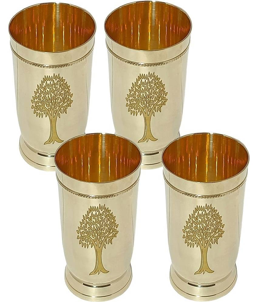 A & H ENTERPRISES - Heavy Water Brass Glasses 250 ml ( Pack of 4 )