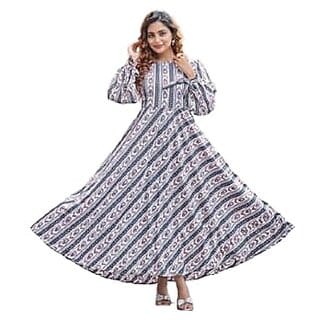 SARINKU Crepe Fabric Gown for Women Stylish Gown Long Dress