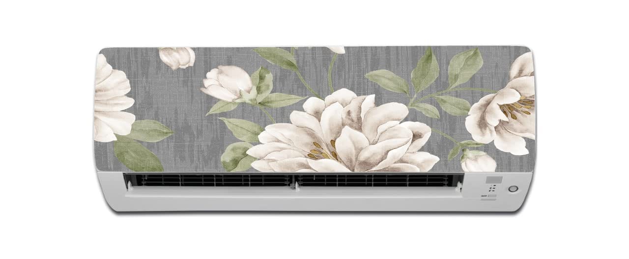 DreamKraft Beautiful White Flower AC Sticker (Multicolor PVC Vinyl, 30cm X 91cm)