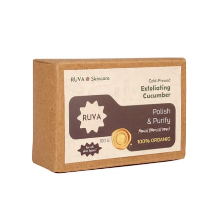 RUVA Handmade Exfoliating Cucumber Cold-Pressed Ayurvedic Soap Bar | Daily Fresh Cleanse & Gentle Skin Renewal | Velvety Scrub Lather, Face Safe | Natural Skincare for All Skin Types
