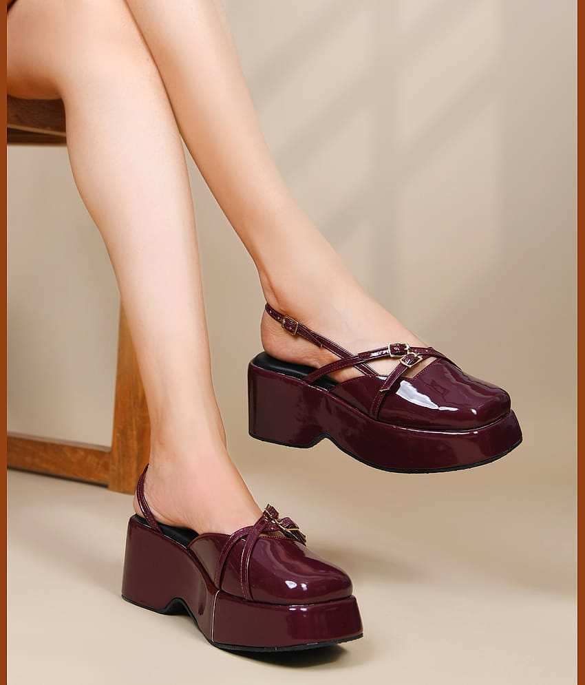 JM Looks Maroon Women's Sandal Heels