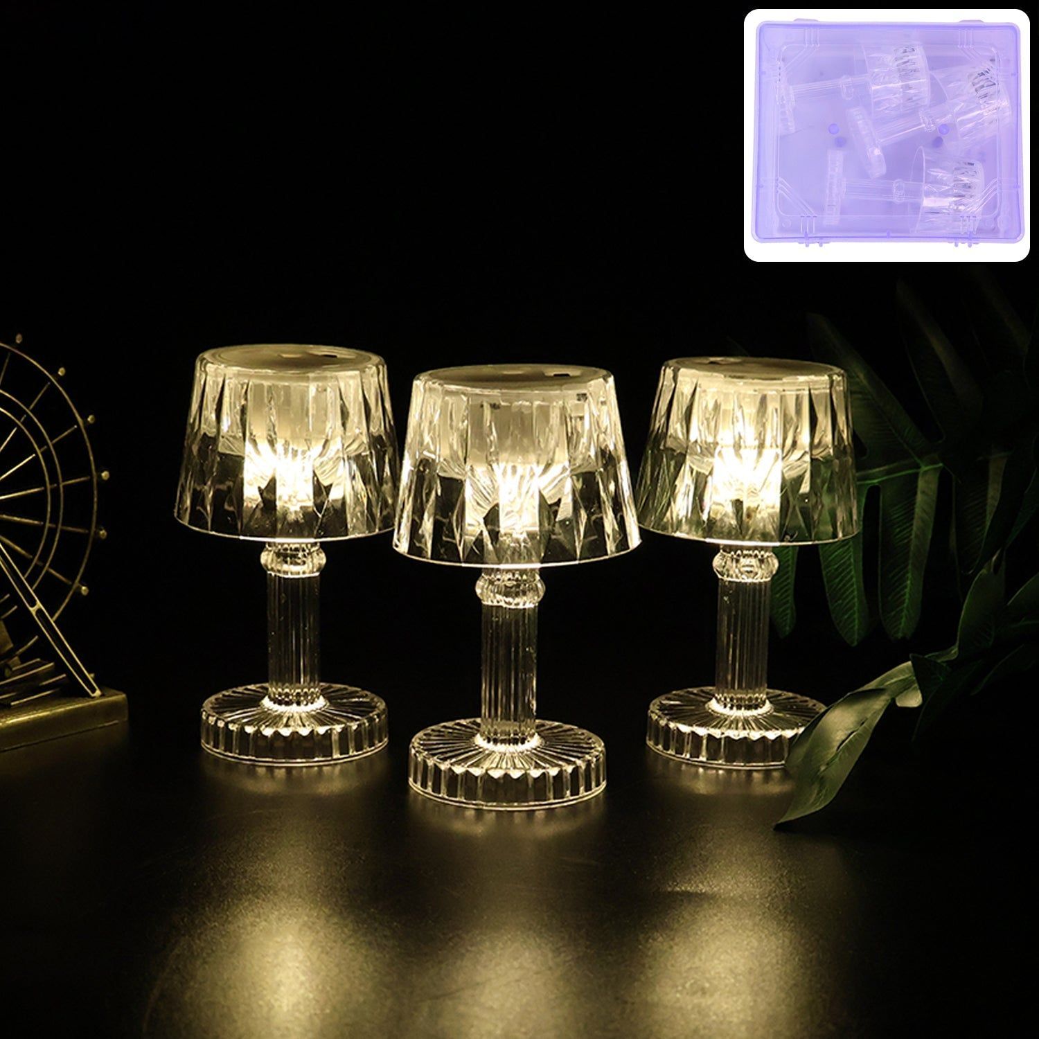 Battery Operated Decorative LED Mini Table Lamp (3 Pc / Set)_assorted colour