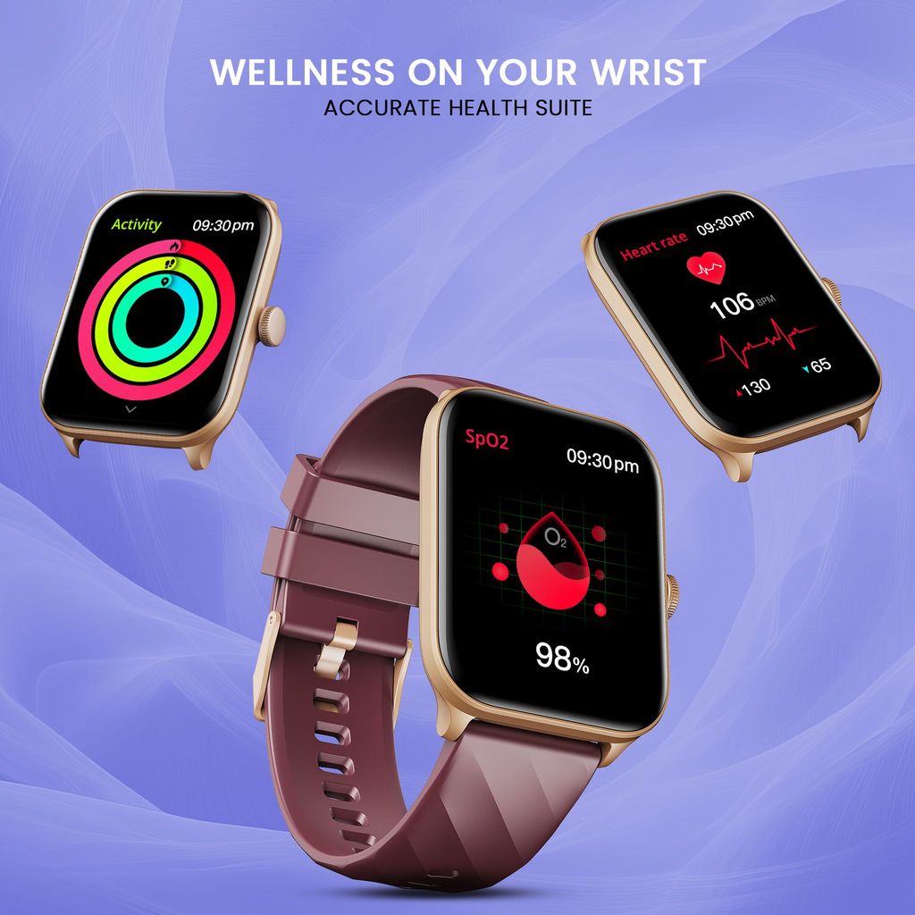 CELLECOR M5 Plus 2.01" IPS HD Display | 700 NITS | BT-Calling | AOD | IP67 | BT v5.4| Smartwatch Gold Burgundy