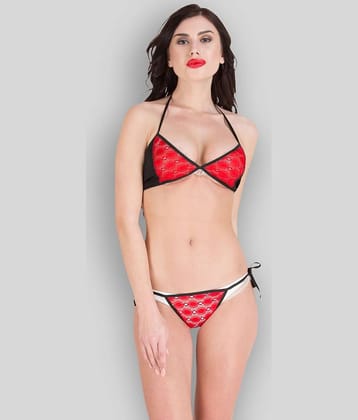 D Naked Lycra Women's Bra & Panty Set ( Red )