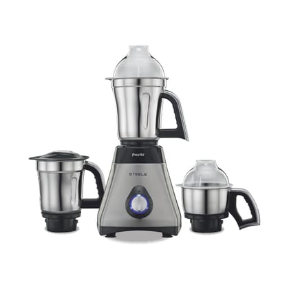 Preethi Steele 110V Mixer Grinder for Kitchen | 3 Jar, 550W Mixie| Perfect for Grinding | Silver/Black (MG 206) - Only use in USA & Canada Preethi Steele 110V Mixer Grinder for Kitchen | 3 Jar, 550W Mixie| Perfect for Grinding | Silver/Black (MG 206) - O
