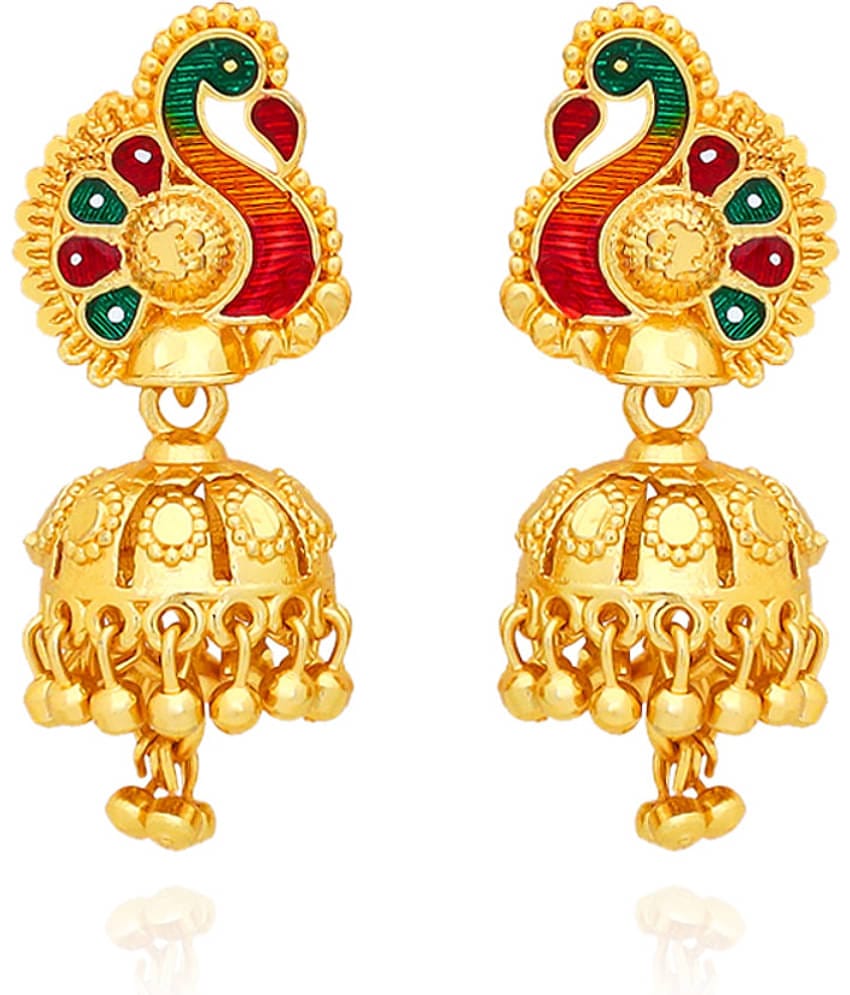 LUV FASHION Golden Jhumki Earrings ( Pack of 1 )
