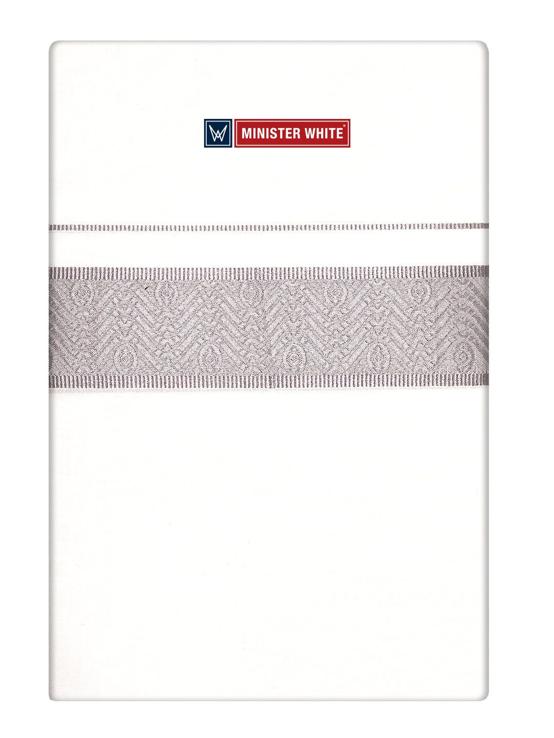 Mens Cotton White Single Layered Dhoti with Light Rose Jacquard Fancy Border - Saffron-2Mtr