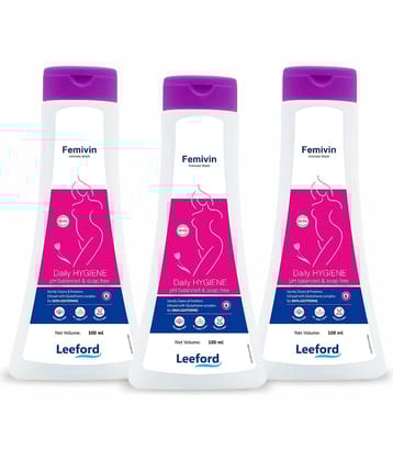 Leeford Femivin Intimate Wash Liquid, Cleansing & Odor Protection for Feminine Hygiene, Pack of 3