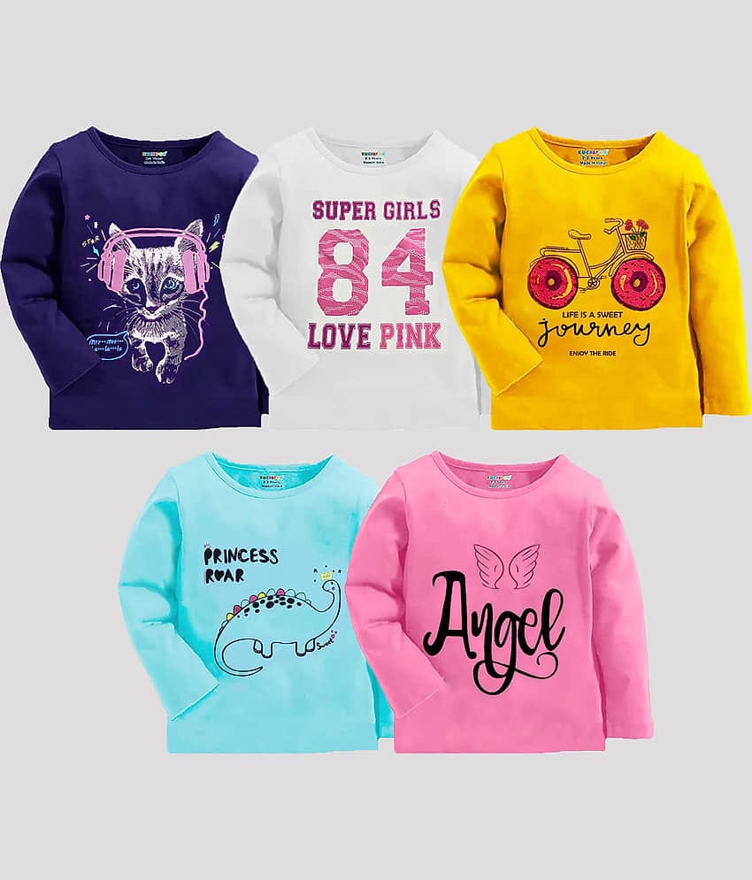 Kuchipoo Pack of 5 Girls Cotton Blend T-Shirt ( Multicolor5 )