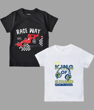 ETCHED DESIGN Pack of 2 Boys Cotton T-Shirt ( Multicolor )