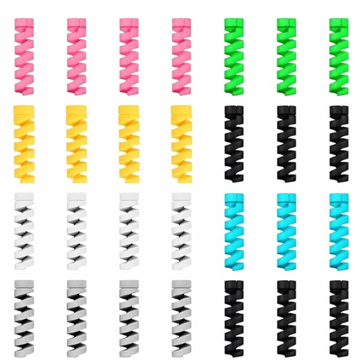 Lapster 28 pcs Mix Spiral Charger Spiral Charger Cable Protectors for Wires Data Cable Saver Charging Cord Protective Cable Cover