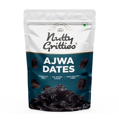 Nutty Gritties Premium Ajwa Dates, Khajur | Khajoor | Resealable Pouch - Fresh, 350 gm