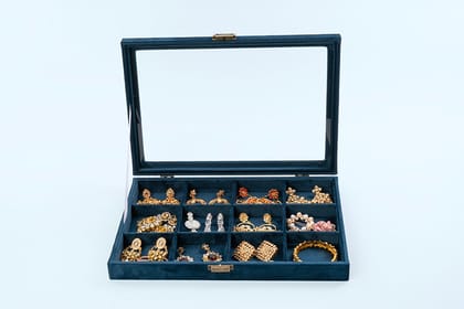 Jewellery Box (12 Partitions) - Blue