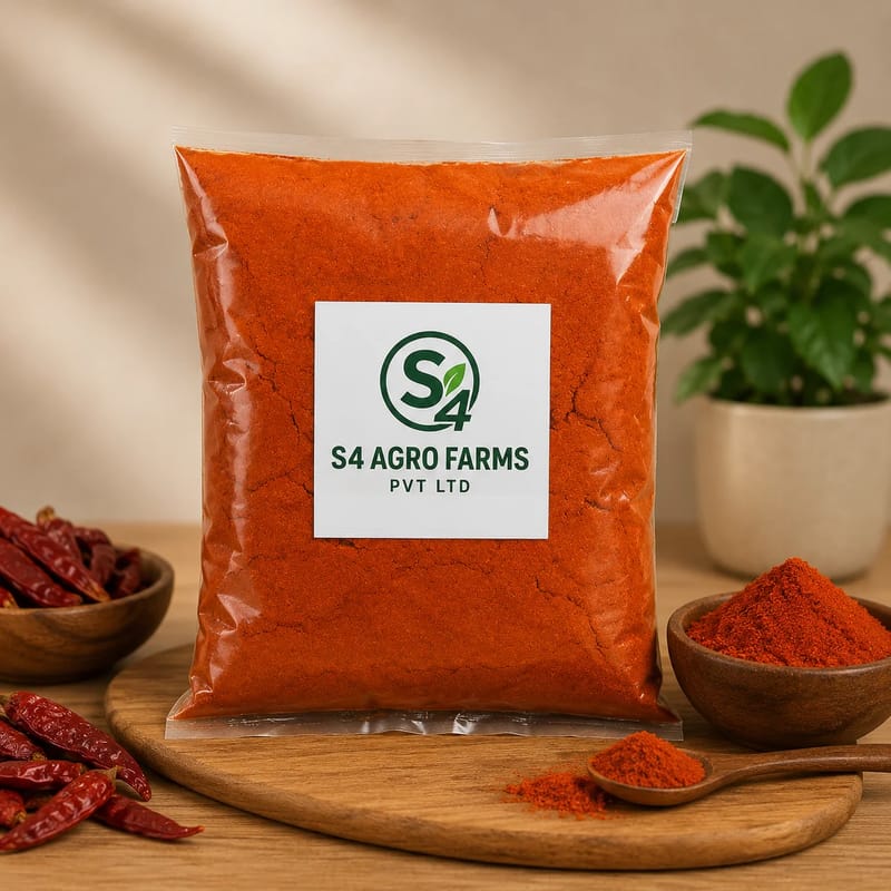 S4 Agro Red Chilli Powder (1kg) | Pure & Vibrant Lal Mirch | Daily Cooking & Seasoning