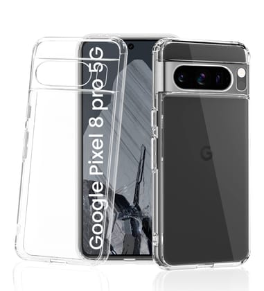 Ice Crystal Series Hybrid Transparent PC Military Grade TPU Back Cover for Google Pixel 8 Pro 5G, 6.7 inch, Crystal Clear
