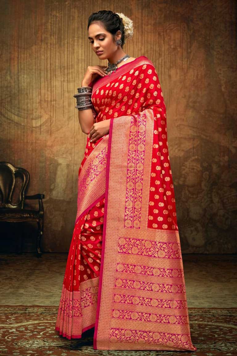 Red Woven Sik Saree