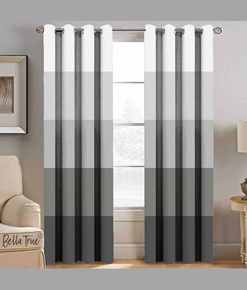 BELLA TRUE  Set of 2 Long Door SemiTransparent Eyelet Polyester Multi Color Curtains ( 270 x 113 cm )