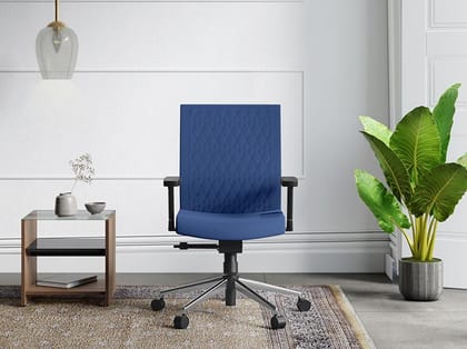 Prime Full Back Knitted Fabric Ergonomic Office Chair (Royal Blue) (1-Year Warranty, Adjustable Armrest)