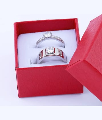 Adjustable Couple Rings Set for lovers Silver Plated Solitaire for Men and Women