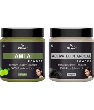 Oilanic 100% Pure Amla Powder & Charcoal Powder For Skin Hair Mask 200 g Pack of 2