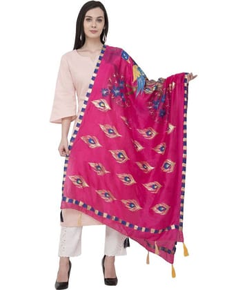 A R Silk Pink Art Silk Animal Print Dupatta