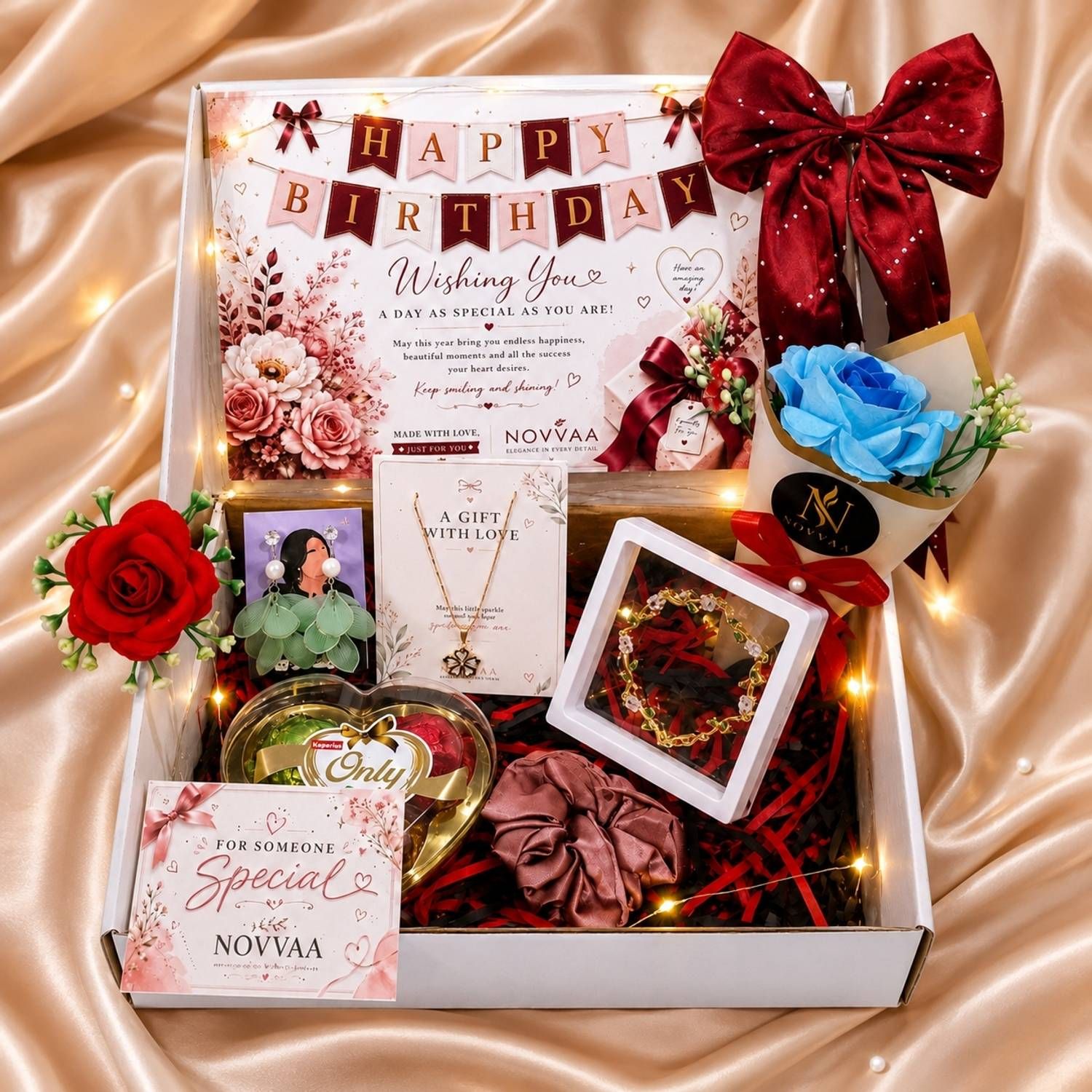 NOVVAA Artificial Flower, Flower Bouquet, Gift Box, Jew...