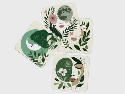 'Moon Abstract combo' Coaster Set of 4