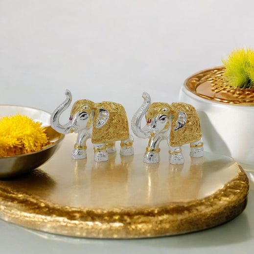 Polyresin Elephant Decor Piece - Set of 2 perfects gifts for home, offices and special occasions