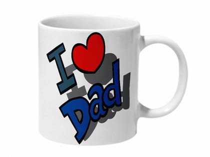 Multicolor I Love Dad Ceramic Mug