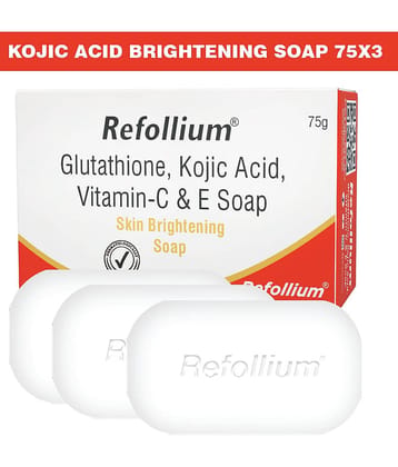 Refollium Skin Whitening Kojic Acid Soap with Glutathione Soap for All Skin Type ( Pack of 3 )