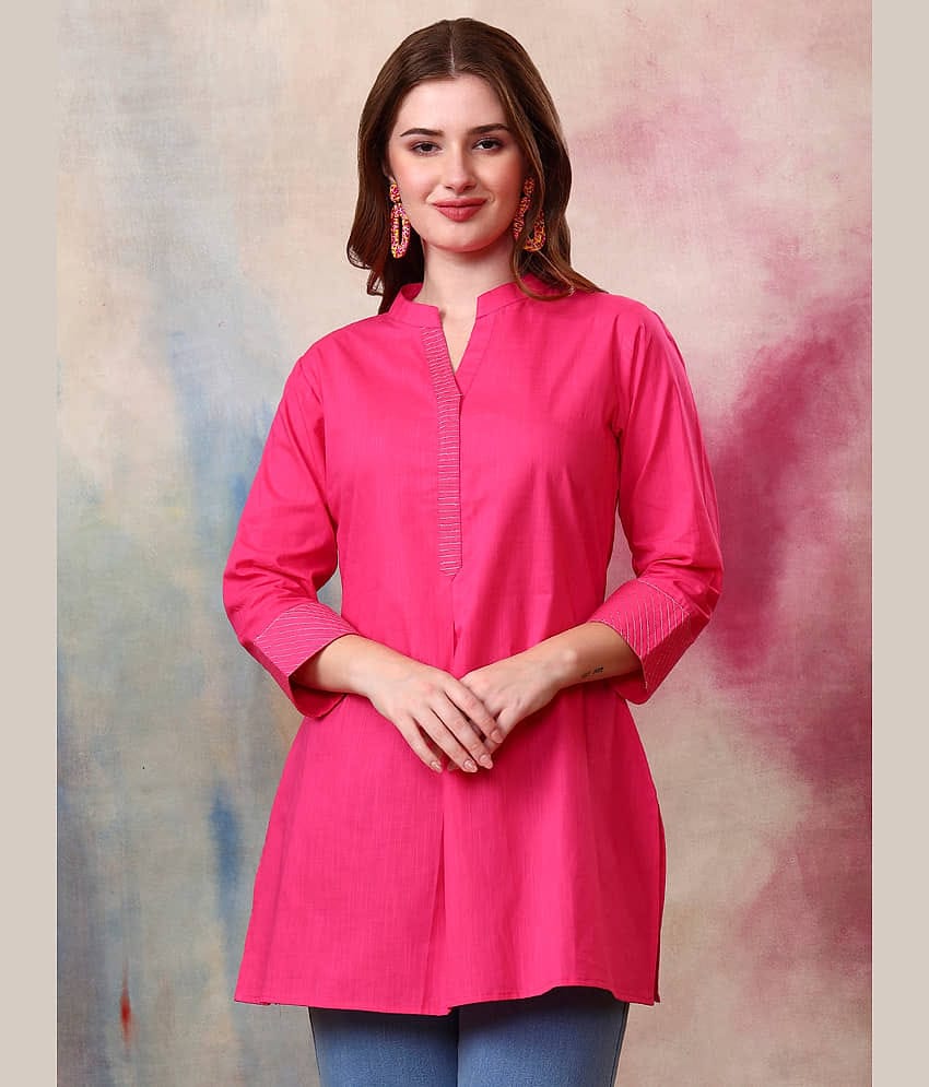 Tissu Women Cotton Solid Straight Kurti ( Burgundy )