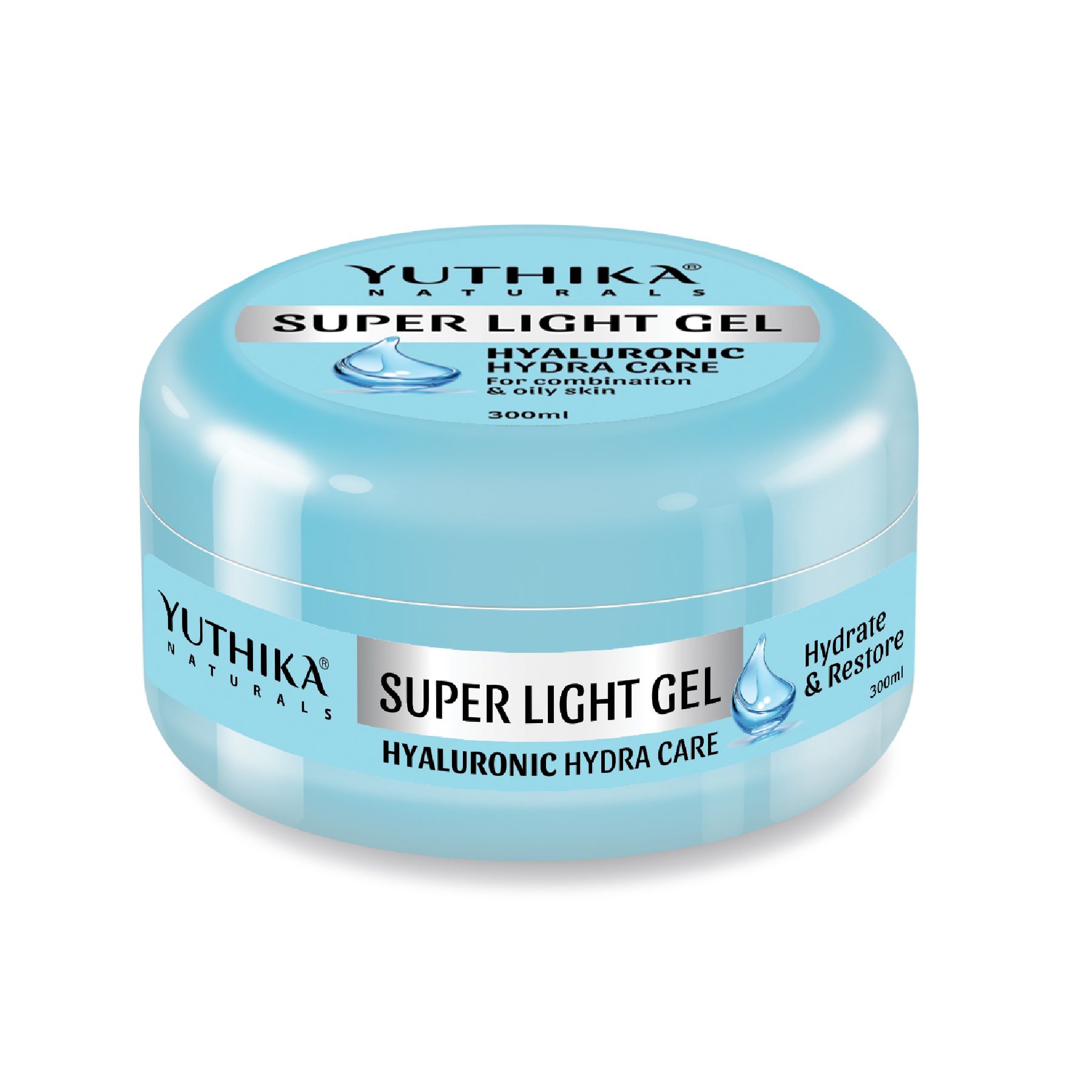 Yuthika Super Light Gel Face Moisturizer with Hyaluronic Acid 300ml, Face Gel Moisturizer for Combination & Oily Skin