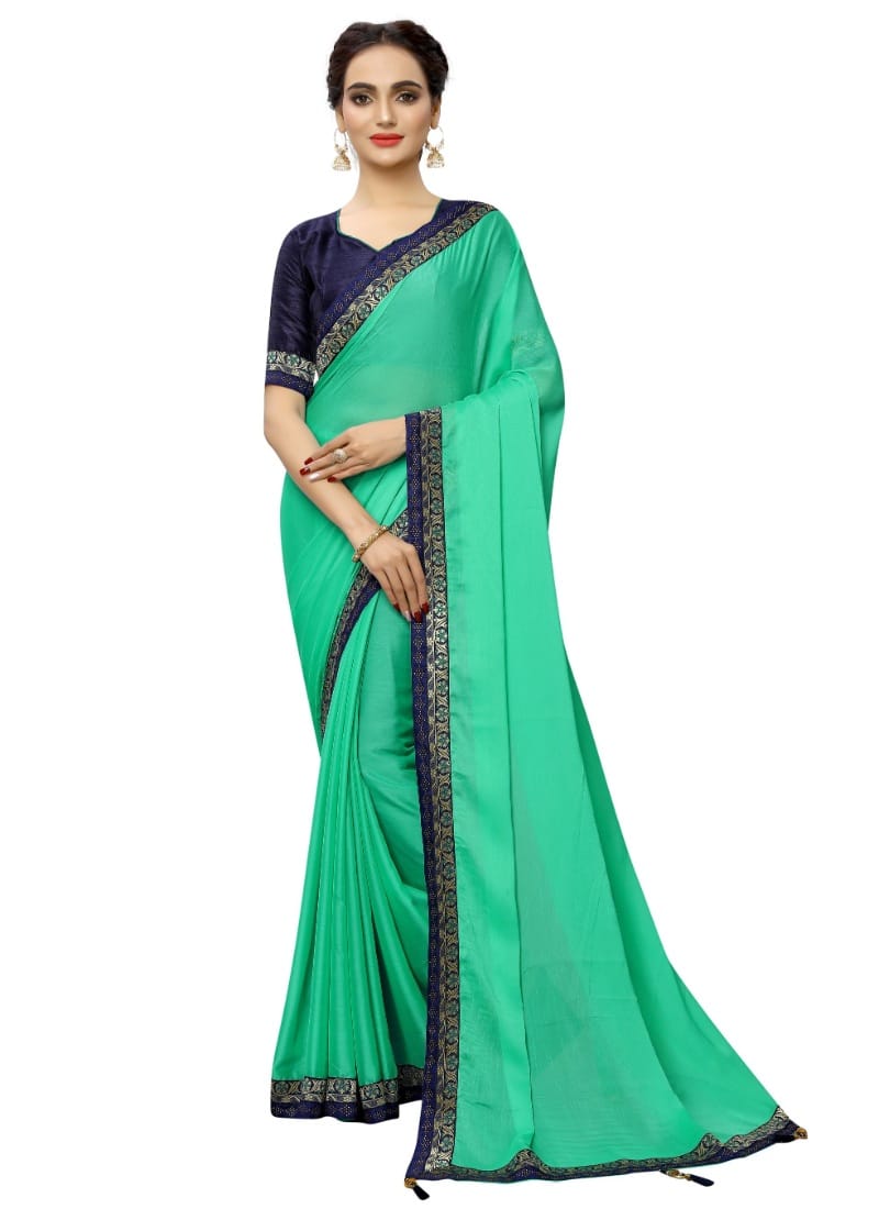 Generic Women's Rangoli Silk Saree with Blouse (Green, 5 - 6 Mtrs)