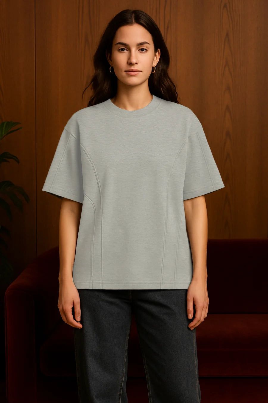 Core Grey Oversized T-shirt-XS