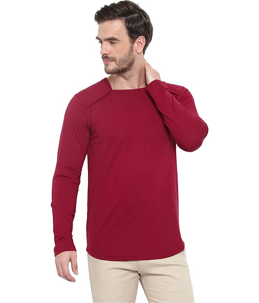 Glito Pack of 1 Cotton Blend Regular Fit Men's T-Shirt ( Maroon )