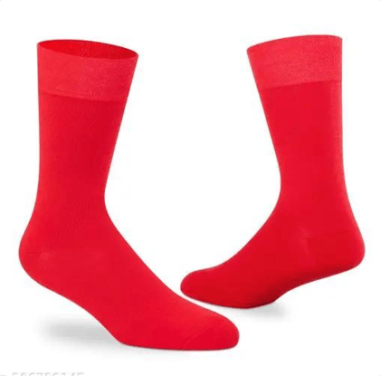 Red plain formal/funky Lycra cotton socks