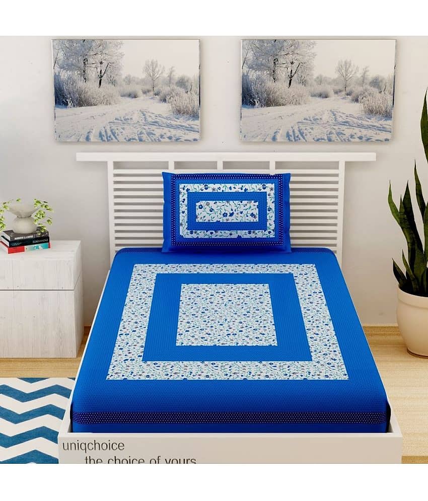 Uniqchoice Cotton Single Bedsheet ( Blue )